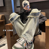 Men Jeans Spring and Autumn Retro Baggy Straight Trousers